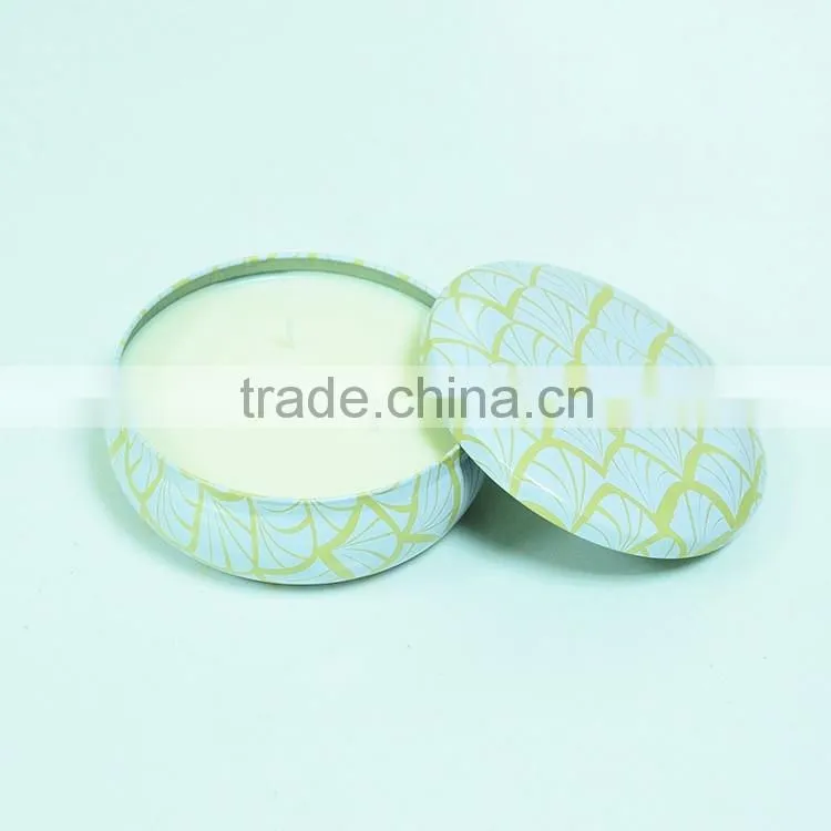 Fashion massage candle in tin box with metal lid
