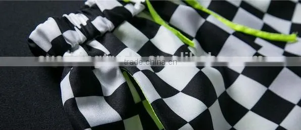 2014 new Trendy black and white gingham top and trousers for ladies