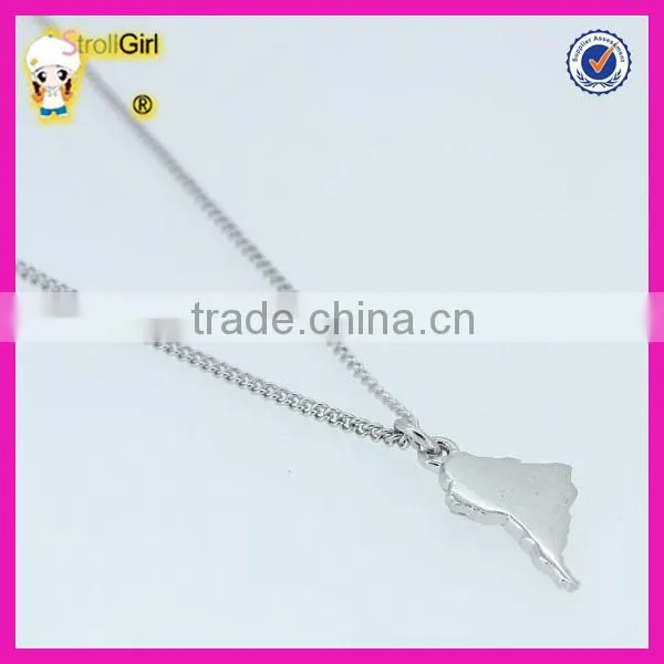 14K gold plated silver map necklace, south america map pendant necklace wholesale