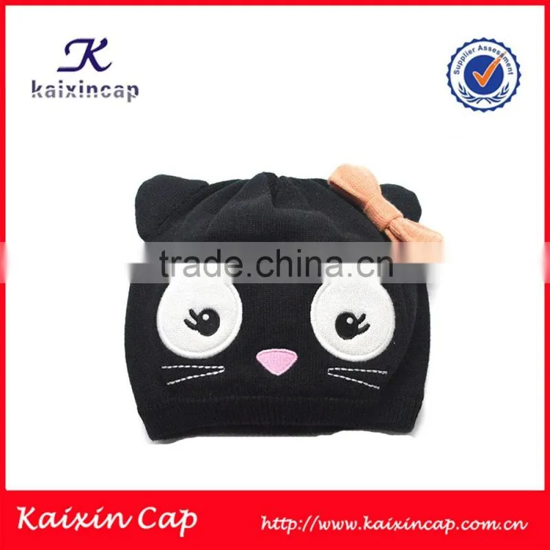 winter baby boy girl fashion cartoon pattern bowknot beanie hat