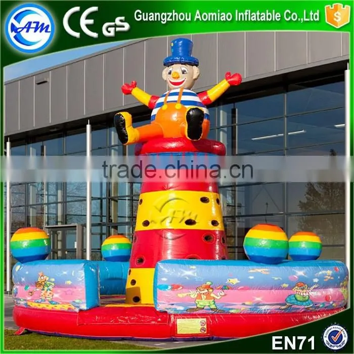 Hot sale kids inflatable floating climbing wall inflatable climbing tower clown for sale