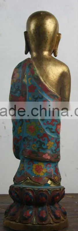 Chinese Bronze Gild Cloisome Buddha / Monk