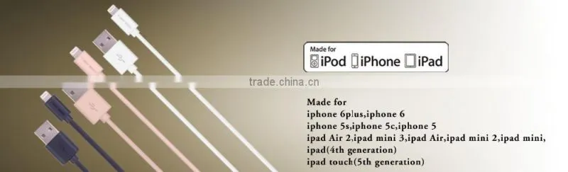 High quality Mfi Certificated MFI cable USB data cable for iphone 6 cable for iphone 5