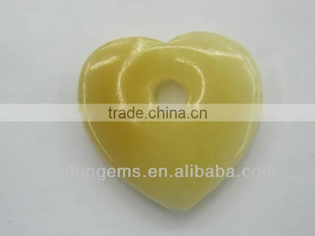 Wholesale 35x 6mm Soft Yellow Jade heart shape pendant