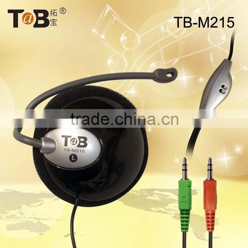Hot selling computer headphones, earhook headphones with microphone, volume control