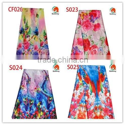 100% Italian silk fashion design beautiful printed silk satin fabric S065