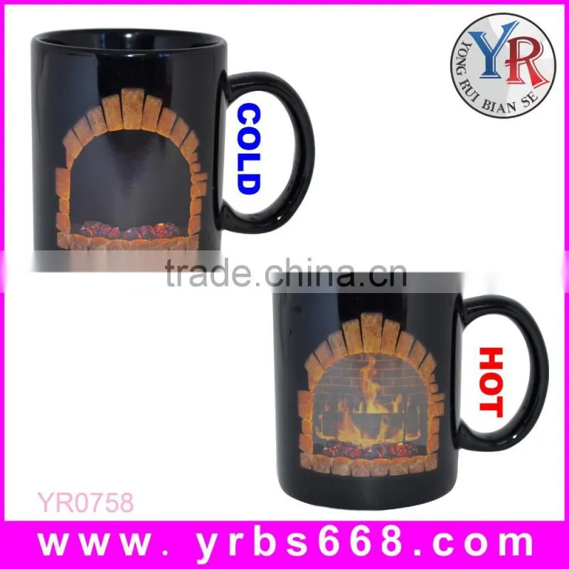 High quality low price balck CrossBones magic photo color changing mug
