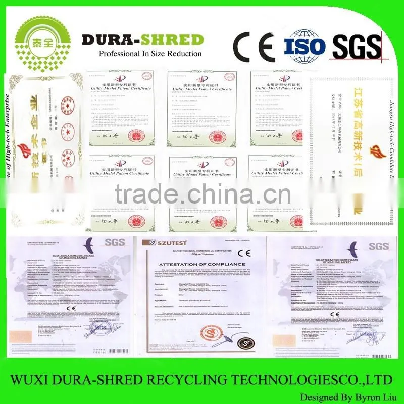 Dura-shred special designed tires and wood shredder machine