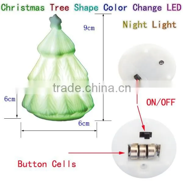 TS-B034 LED Soft PVC Flashing X'mas Tree/7 Color Changing Mini Night Lights