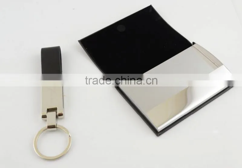 Engraved Set of Business Card Holder and Key Chain - Customized Personalised Gifts Idea