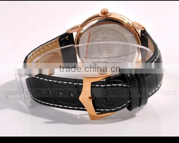 Stainless steel Automatic Leather Strap Men Wrist Watch