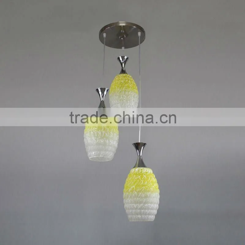 3 heads pendant light E27 with LED and crystal