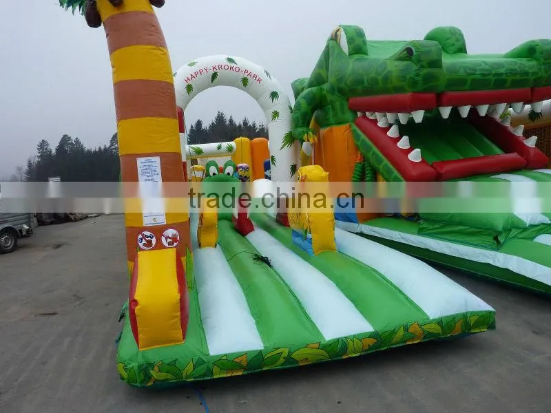 newest crocodile foot slide combo, EN14960 certified crocodile inflatable playground, inflatable fun city