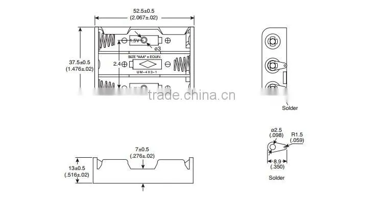 Battery Holder 3 "AAA" W/Tabs,BH431D battery holder ,AAA battery holder