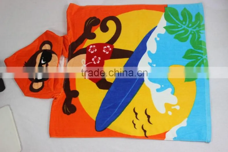 wholesale bulk 60x120cm 260g cartoon printing kids hooded poncho beach towel