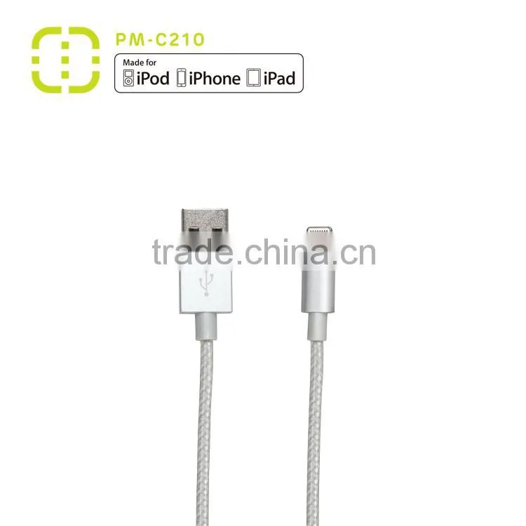 OEM mfi nylon braided cable with aluminum housing