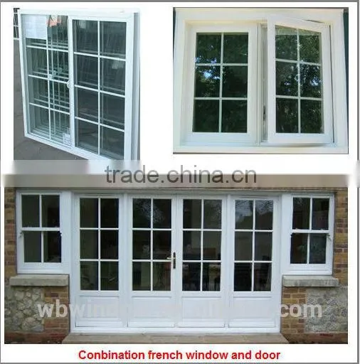 2016 Hot Sale French Style UPVC/PVC Casement Window with grill insert
