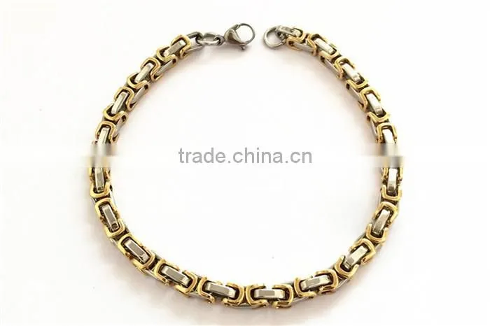 2016 fashionable jewelry gold plated 316l stainless steel chain bracelet for men