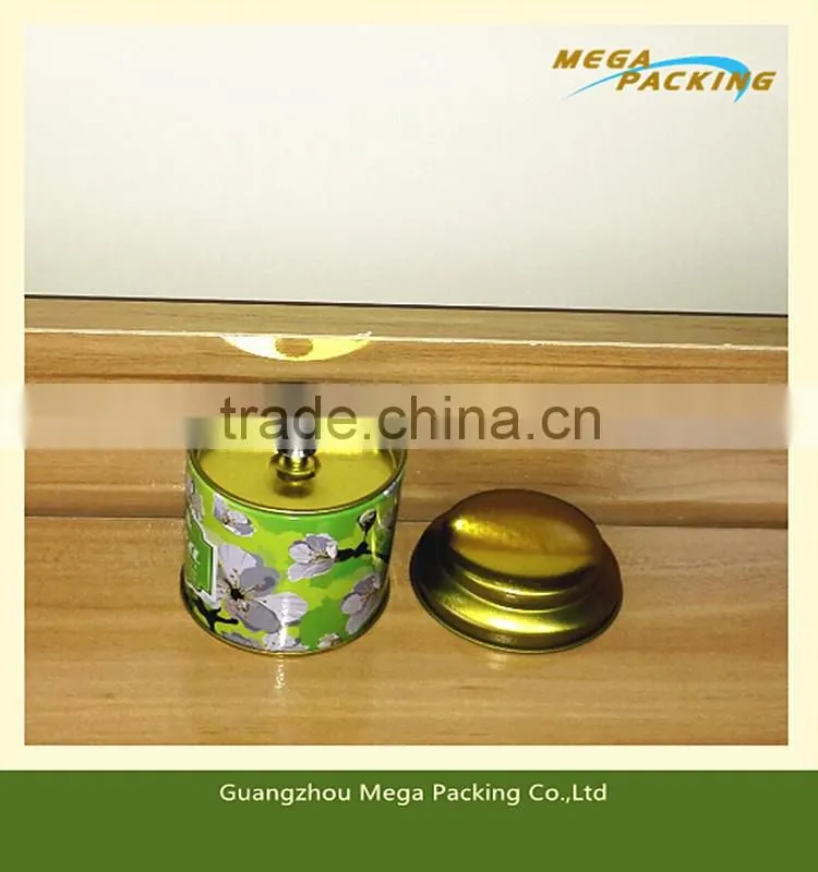 Factory directly sale Low price High Quality tea tin box with inner cap, round tin box