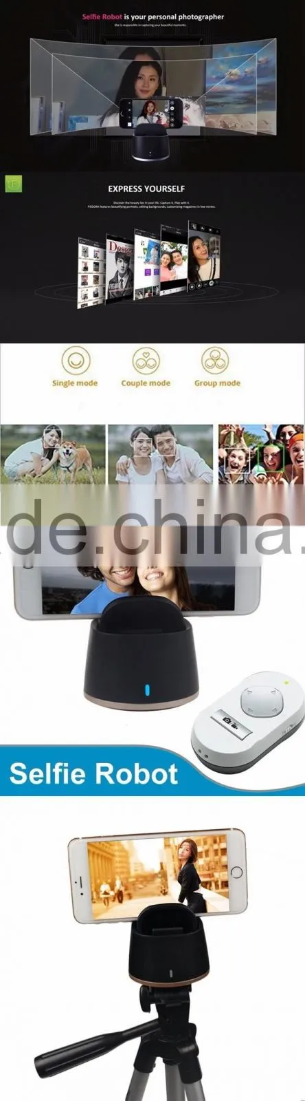360 Degrees Remote Control rotation Panorama Shooting Auto face tracking Selfie Robot compatible for iphone ios android