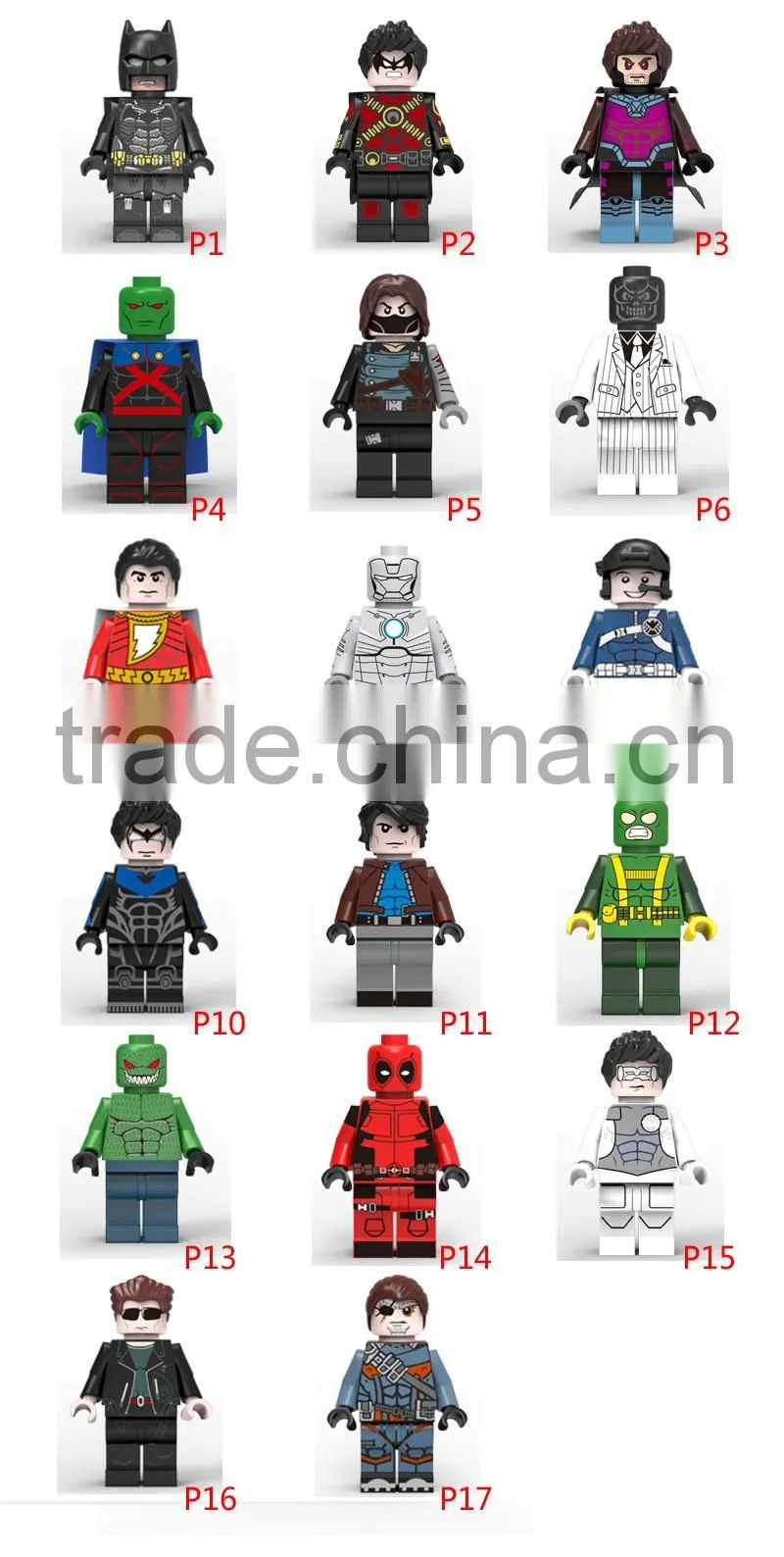 P1-17 super heroes individual Minifigures building block plastic block toys