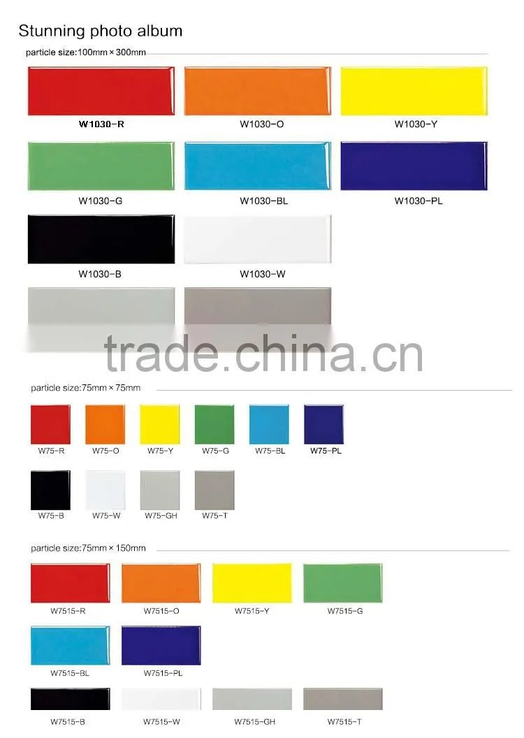 Foshan factory glossy glazed bevel wall tile, 75x150mm bathroom ceramic tiles purple with good quality