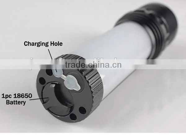 2015 hot sale rechargeable alarm light camping light emergency flashlight