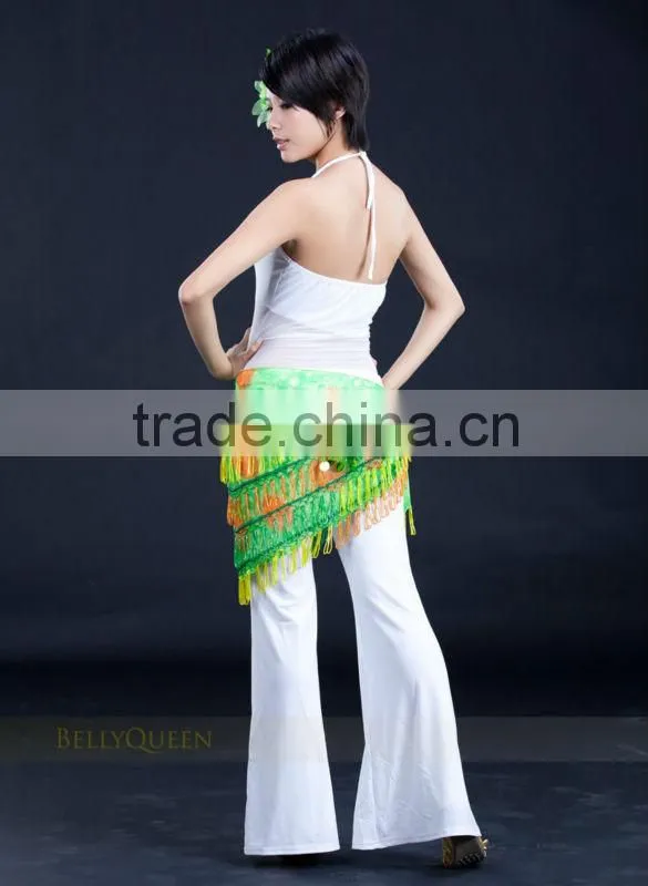 SWEGAL SGBDD130032 1COLOR green belly dance hip scarf single tassel belt
