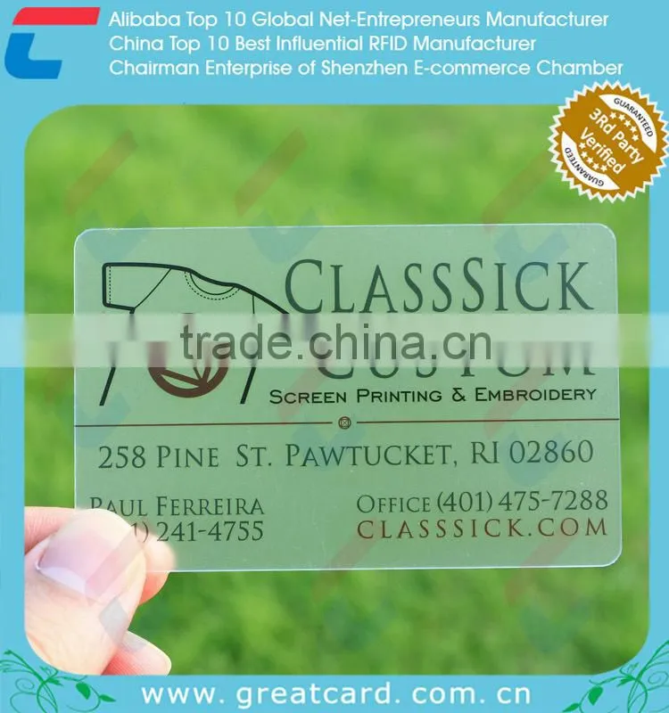 Manufactory Transparent PVC Card