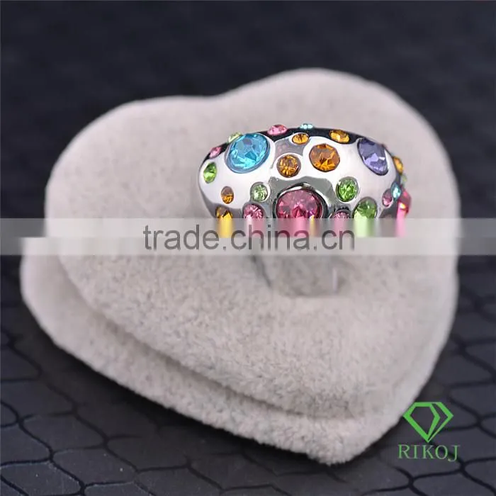 multi-color austrian crystal 18k white gold GP o ring