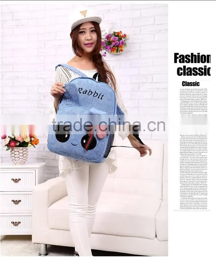 Korean Style Canvas Backpack Bag for Girls Bowknot Travel School Bag