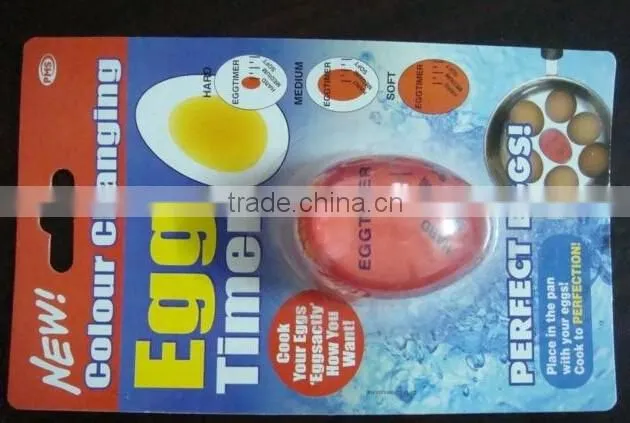 Hot sell fashion temperature controlled colour changing egg timer FDA egg shape kitchen timer