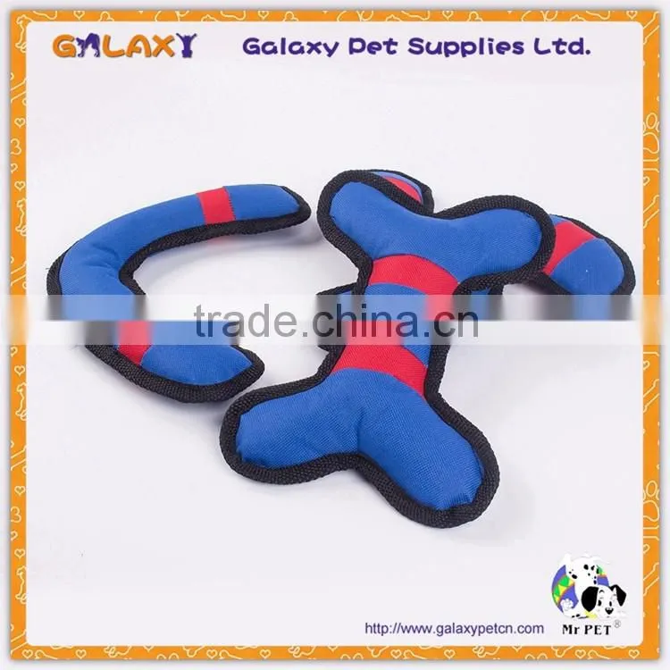 M1109 Wholesale Polyester Bone Shape Tough Dog Toy With Squeaker