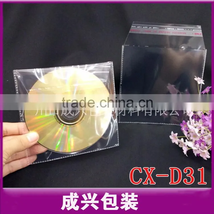 Clear PP plastic cd sleeves adhesive pvc sleeve transparent folder with cd sleeves