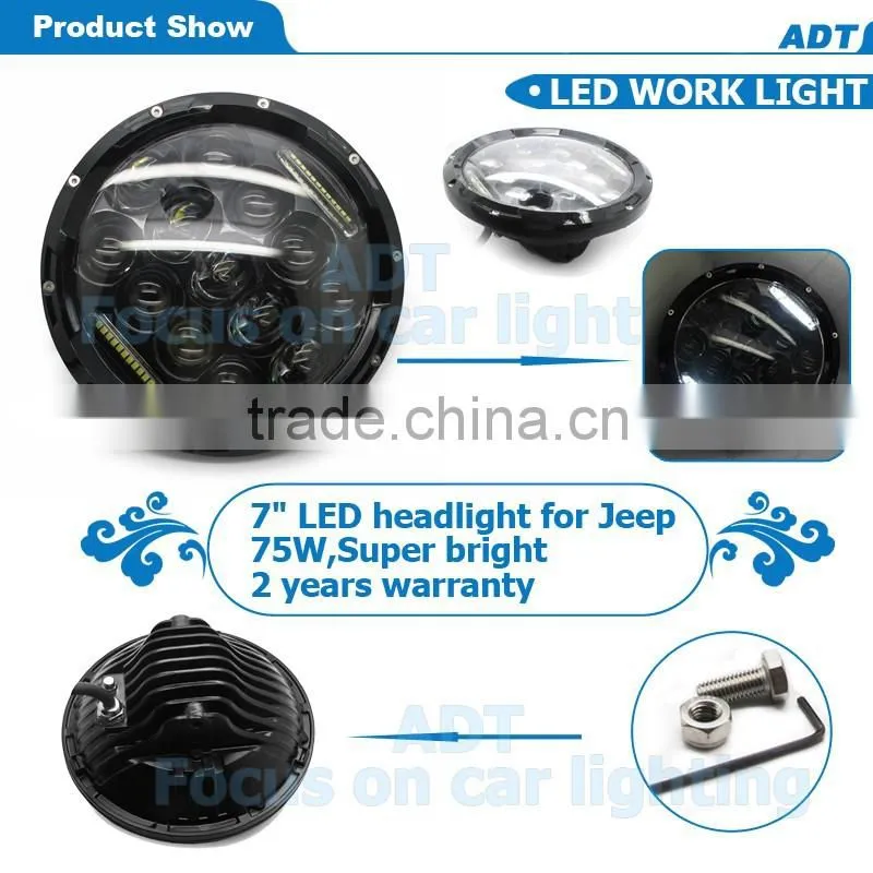 7'' High/Low Beam H4/HB2/9003 LED Head Light, Complex Reflector Optics Design LED Headlamp, Car LED Headlight for Wrangler CJ TJ