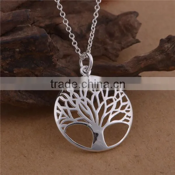 plated 925 silver christmas silver tree of life pendant necklace