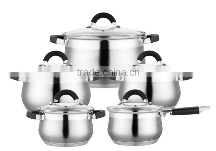 High quality stainless steel10pcs kitchenware/cookware sets