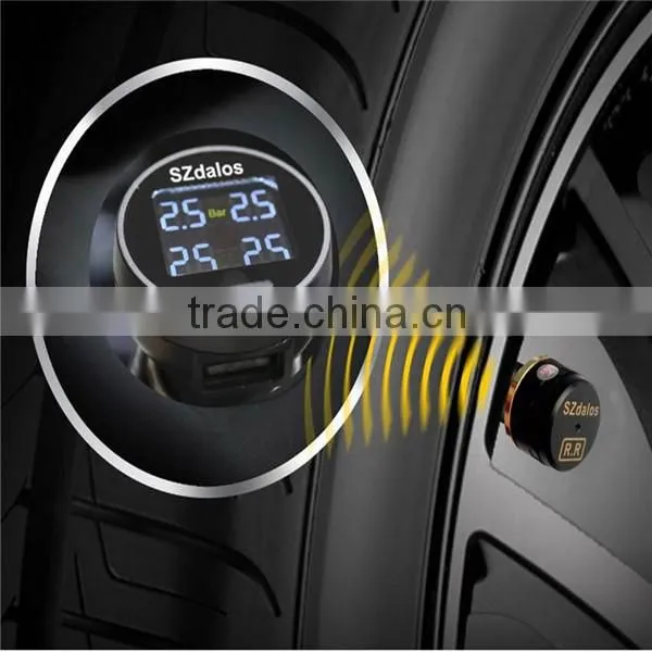 Real time wireless tire pressure monitoring tpms cigarette plug dispaly digital car tyre pressure gauge