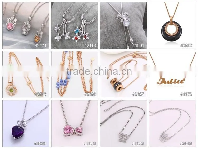 Latest Design Rose Gold Plated Cubic Zircon Copper Wedding Elegant Necklace