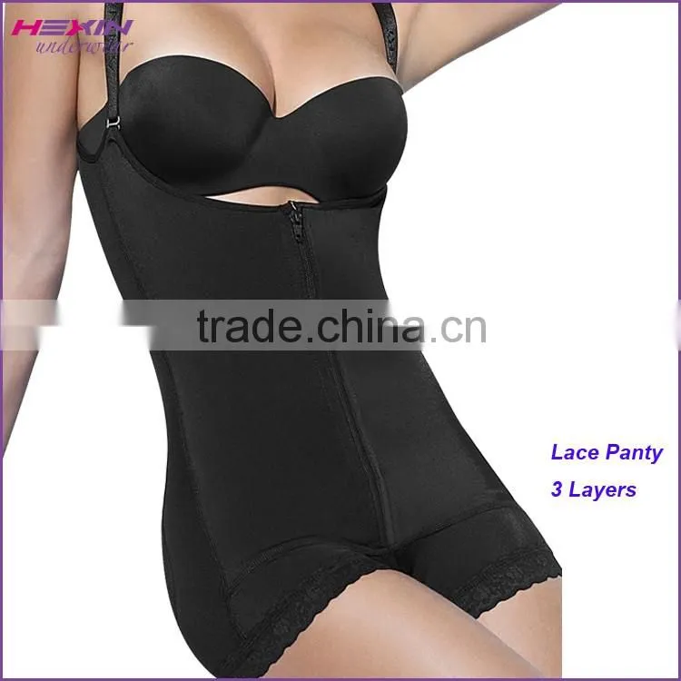 Black Stylish Hook Eyes Latex Women Slimming Body Shaper Bodysuit
