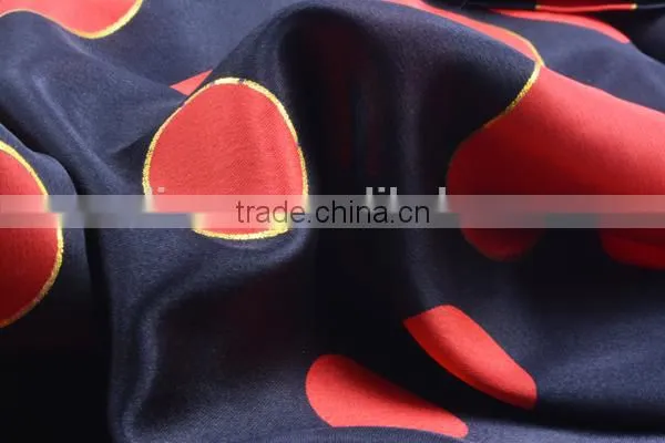 Gold stamp dot pattern 100% polyester satin printed fabric