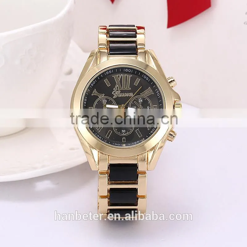 Golded man watches geneva limited edition quartz watch with water resistant