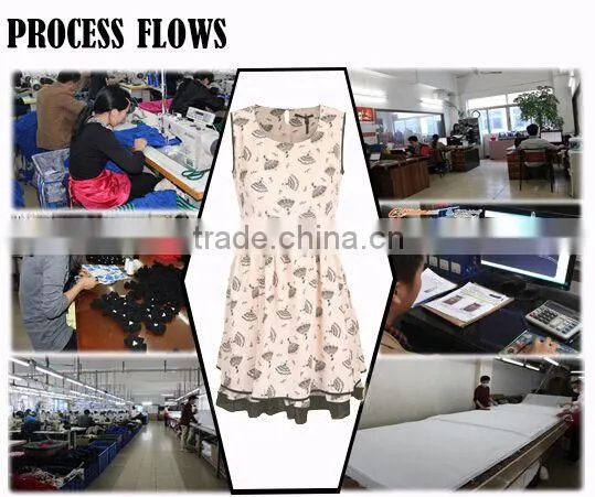 2015 black and white stripes midi dress ribbed neck line fashion woman dress