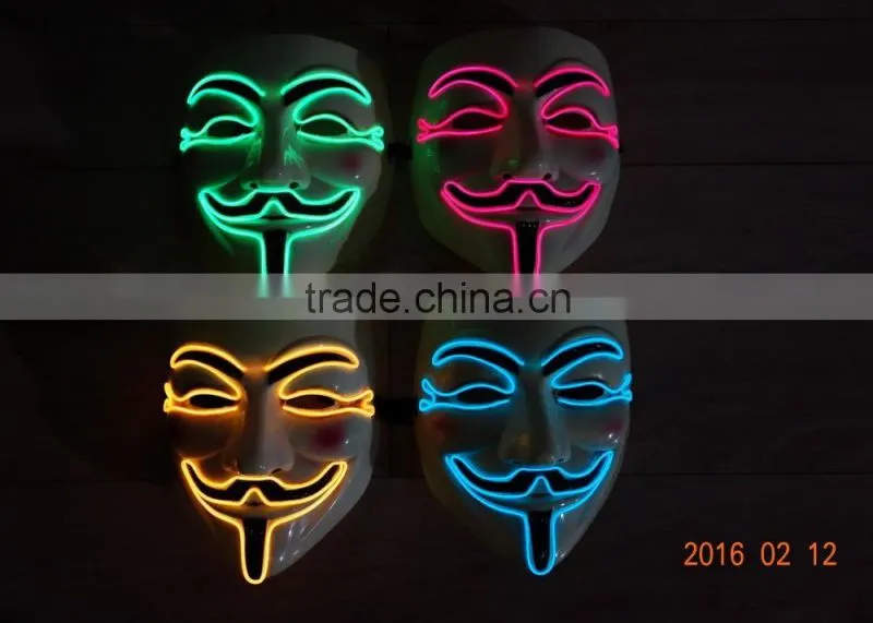 EL WIRE V for Vendetta Mask Party Mask / EL light halloween mask / EL wire V For Vendetta Mask