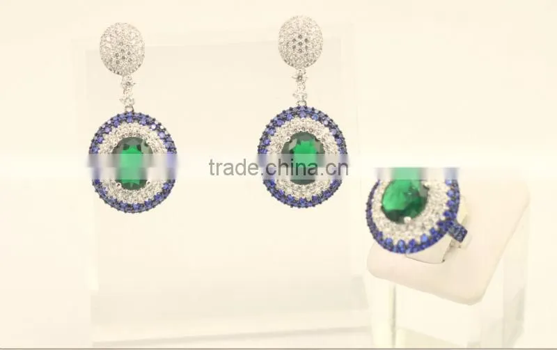 Wholesale fashion silver micro pave set with tourmaline stone