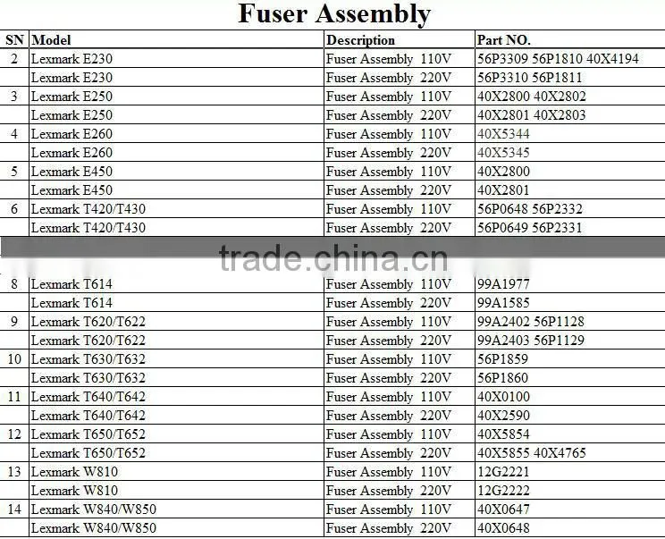 Compatible Lexmark Fuser Assembly 110V Compatible For Lexmark E250 40X2800 40X2802 Fuser Unit