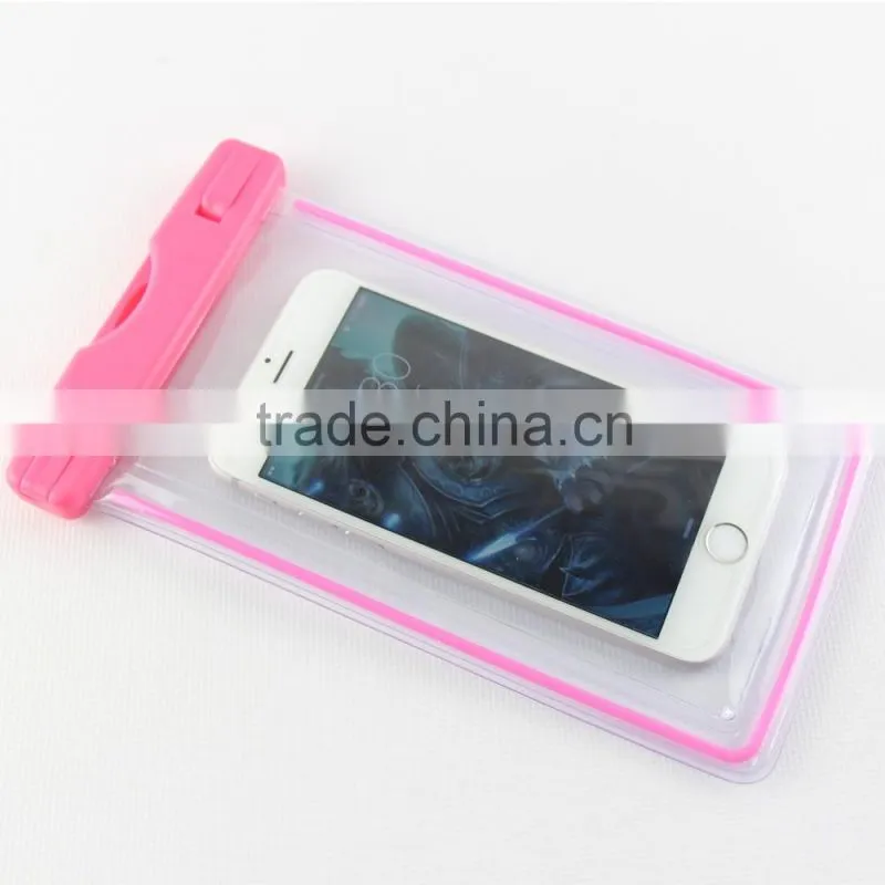 Cell Phone Waterproof Case Dry Pouch Bag with glow stick