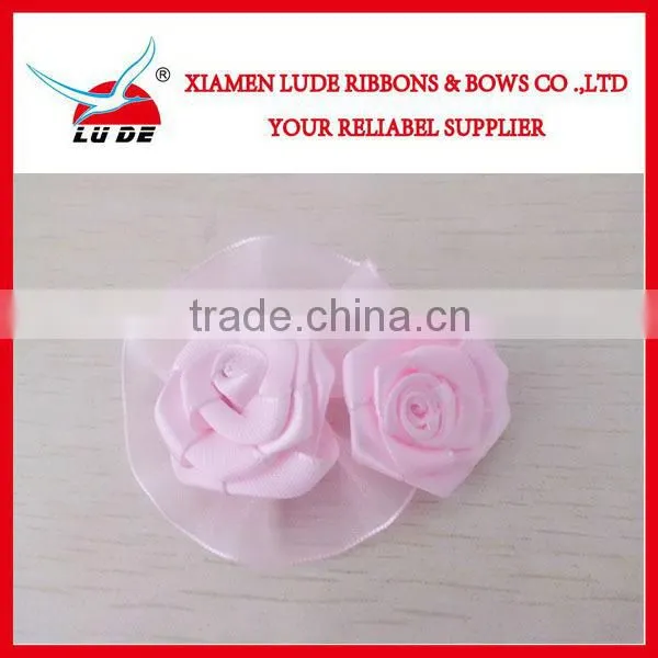 2015 Christmas satin ribbon handmade flowers for decoration