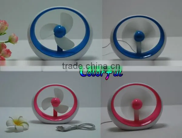 Colorful Portable Table USB Fan,PVC Box Packing Battery Fan,2014New Gift notebook fan.