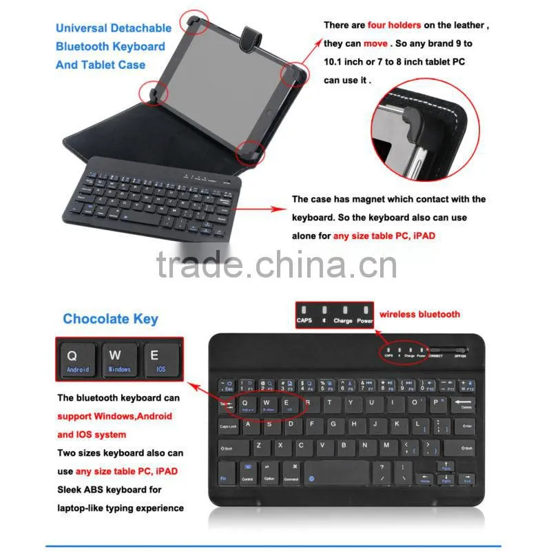7 -10.1 inch Bluetooth keyboard case with IOS + Android + Window systems
